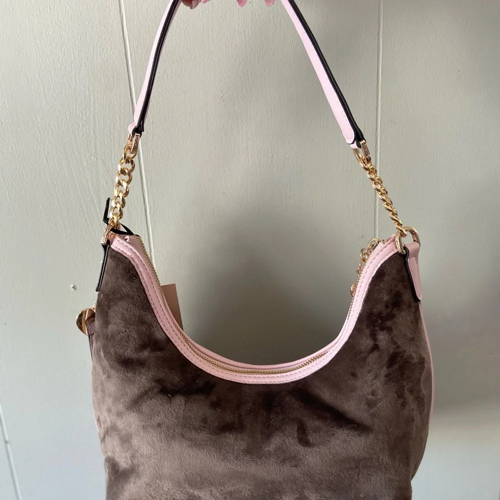 Juicy Couture Scottie dogs classic logo Pink and Brown Shoulder Bag - Picture 2 of 5